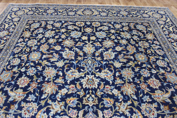 LARGE HANDMADE PERSIAN BLUE KASHAN CARPET 400 X 270 CM