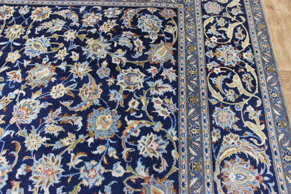 LARGE HANDMADE PERSIAN BLUE KASHAN CARPET 400 X 270 CM