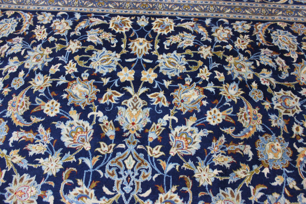 LARGE HANDMADE PERSIAN BLUE KASHAN CARPET 400 X 270 CM