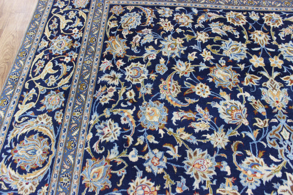 LARGE HANDMADE PERSIAN BLUE KASHAN CARPET 400 X 270 CM