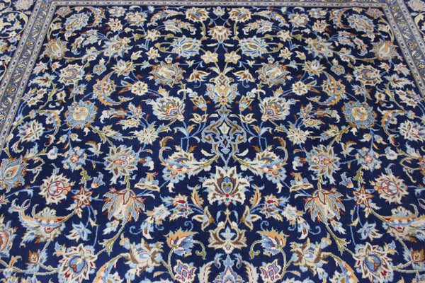 LARGE HANDMADE PERSIAN BLUE KASHAN CARPET 400 X 270 CM