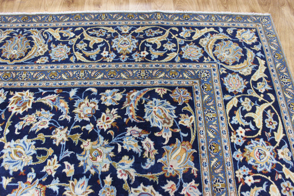 LARGE HANDMADE PERSIAN BLUE KASHAN CARPET 400 X 270 CM
