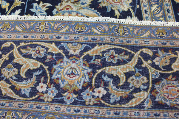 LARGE HANDMADE PERSIAN BLUE KASHAN CARPET 400 X 270 CM
