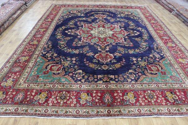 OLD HANDMADE PERSIAN TABRIZ WOOL CARPET 385 X 290 CM