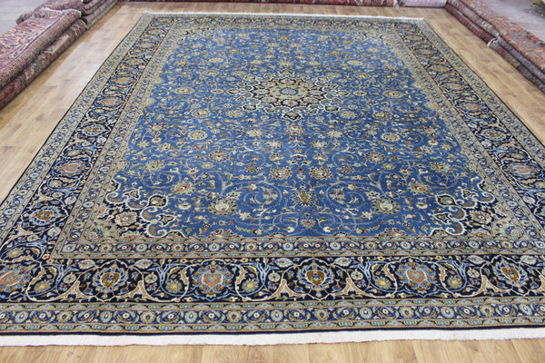 SIGNED HANDMADE PERSIAN KASHAN CARPET FLORAL DESIGN 410 X 315 CM