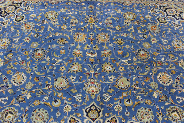 SIGNED HANDMADE PERSIAN KASHAN CARPET FLORAL DESIGN 410 X 315 CM