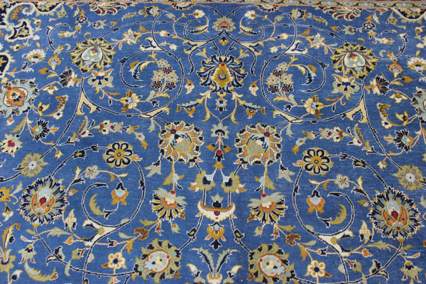 SIGNED HANDMADE PERSIAN KASHAN CARPET FLORAL DESIGN 410 X 315 CM