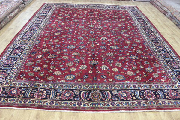 LARGE HANDMADE PERSIAN MASHAD CARPET 380 X 300 CM