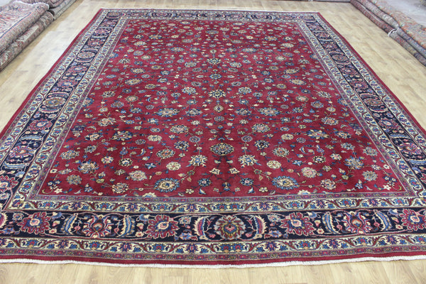 LARGE HANDMADE PERSIAN MASHAD CARPET 380 X 300 CM