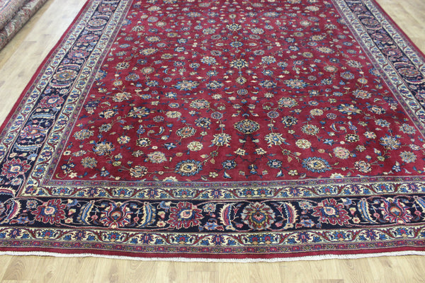 LARGE HANDMADE PERSIAN MASHAD CARPET 380 X 300 CM