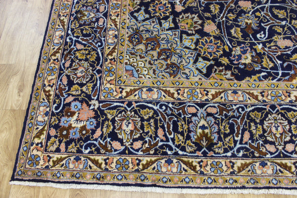 LARGE HANDMADE PERSIAN MASHAD BLUE CARPET 395 X 280 CM