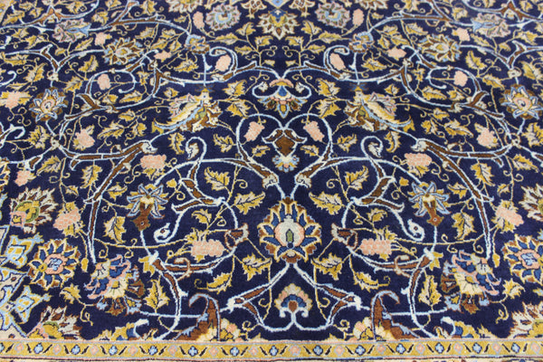 LARGE HANDMADE PERSIAN MASHAD BLUE CARPET 395 X 280 CM