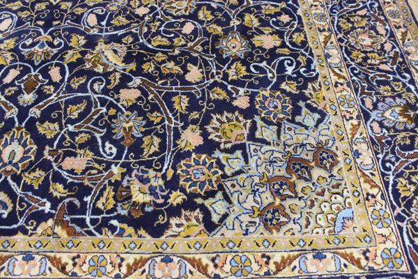 LARGE HANDMADE PERSIAN MASHAD BLUE CARPET 395 X 280 CM