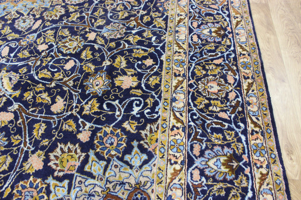 LARGE HANDMADE PERSIAN MASHAD BLUE CARPET 395 X 280 CM