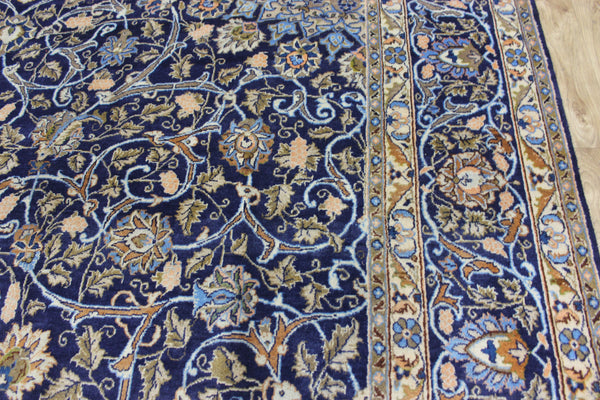 LARGE HANDMADE PERSIAN MASHAD BLUE CARPET 395 X 280 CM