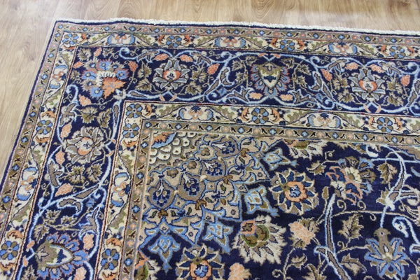 LARGE HANDMADE PERSIAN MASHAD BLUE CARPET 395 X 280 CM