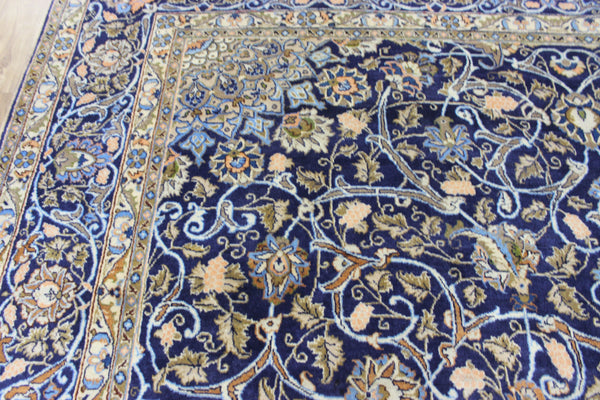 LARGE HANDMADE PERSIAN MASHAD BLUE CARPET 395 X 280 CM