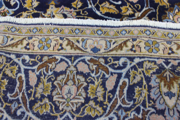 LARGE HANDMADE PERSIAN MASHAD BLUE CARPET 395 X 280 CM