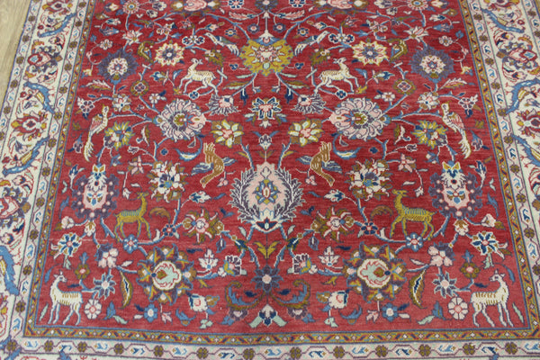 Vintage handmade Persian rug with a very pleasing floral, birds and animals design 205 x 140 cm