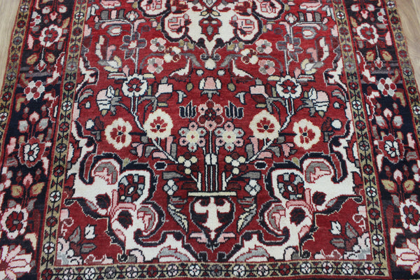 VINTAGE HANDMADE PERSIAN HAMEDAN VILLAGE RUG FLORAL DESIGN 225 X 125 CM