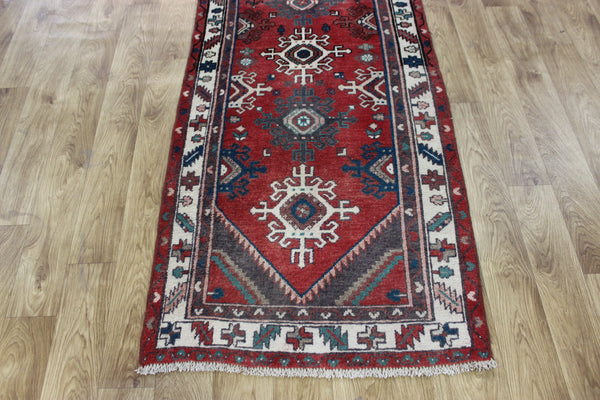 OLD HANDMADE PERSIAN HAMEDAN VILLAGE RUNNER 295 X 80 CM