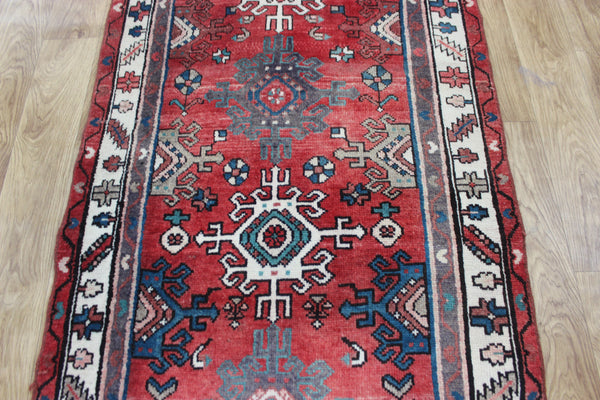 OLD HANDMADE PERSIAN HAMEDAN VILLAGE RUNNER 295 X 80 CM