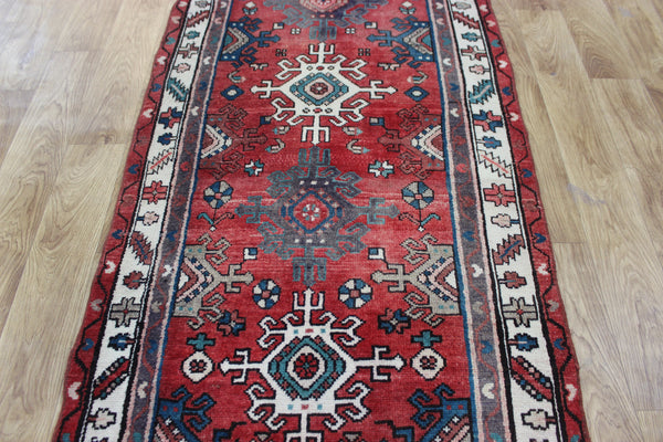 OLD HANDMADE PERSIAN HAMEDAN VILLAGE RUNNER 295 X 80 CM