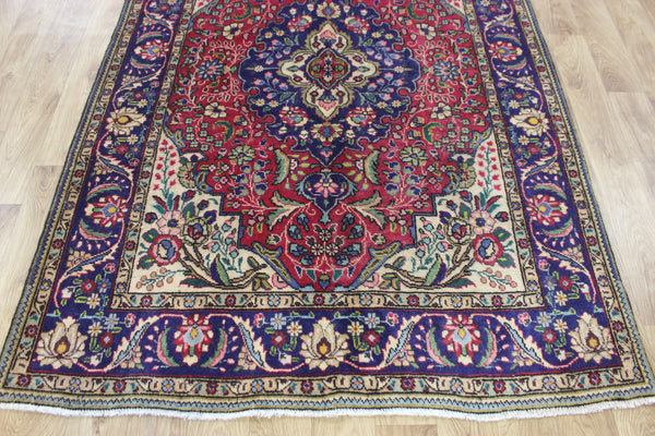 OLD HANDMADE PERSIAN TABRIZ RUG OF FLORAL DESIGN 210 X 140 CM