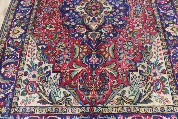 OLD HANDMADE PERSIAN TABRIZ RUG OF FLORAL DESIGN 210 X 140 CM