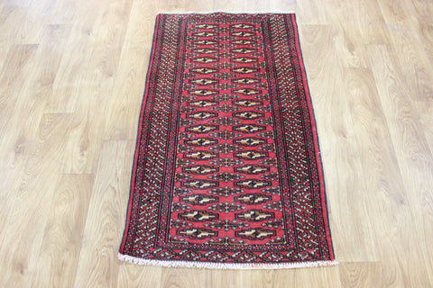OLD HANDMADE PERSIAN TURKMEN WOOL RUG 110 X 62 CM