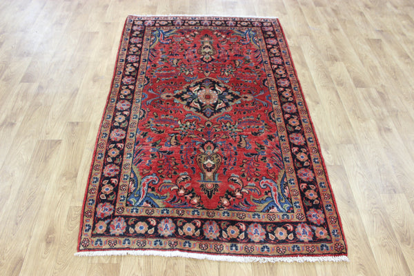 OLD HANDMADE PERSIAN KASHAN RUG FLORAL DESIGN 185 X 110 CM