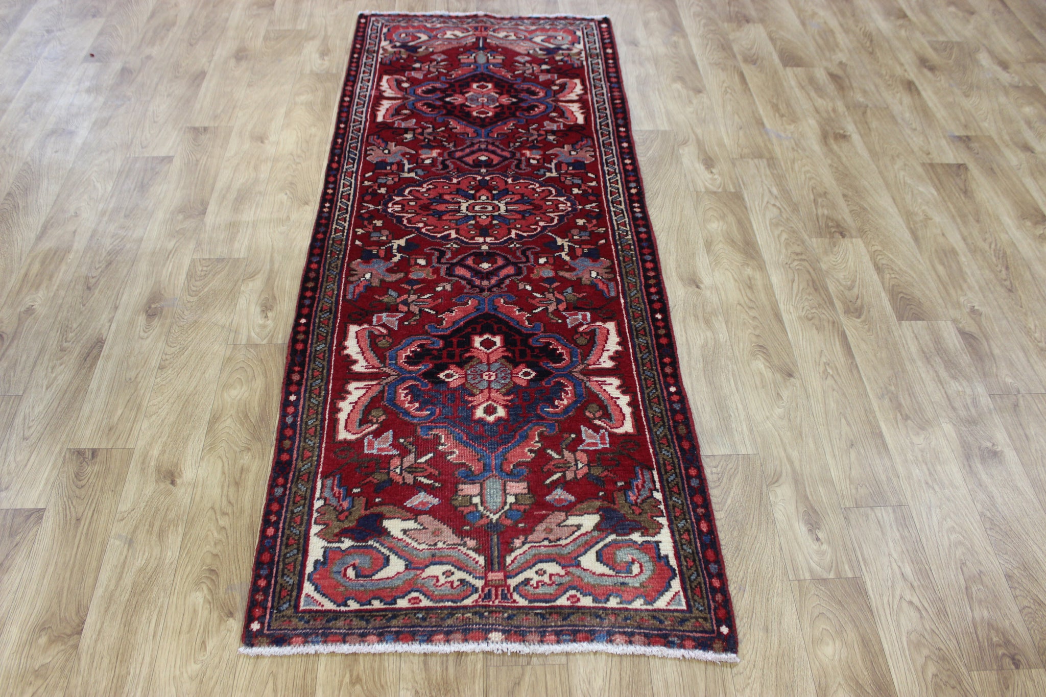 VINTAGE PERSIAN HERIZ WOOL RUNNER 195 X 77 CM