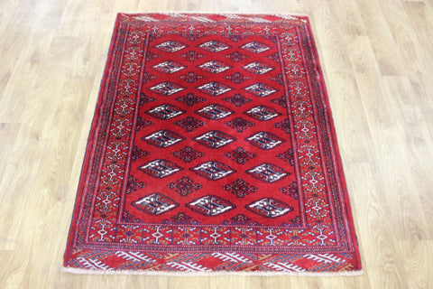 OLD HANDMADE PERSIAN TURKMEN WOOL RUG 125 X 95 CM