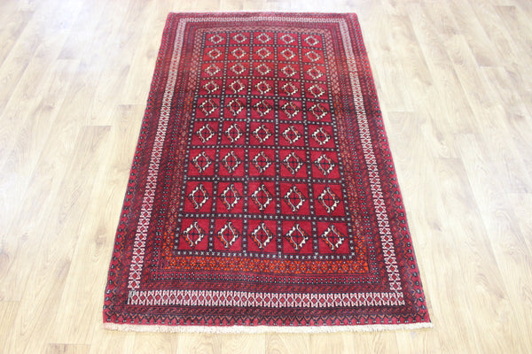 Fine handmade Persian Turkmen wool rug of traditional gul design 165 x 100 cm