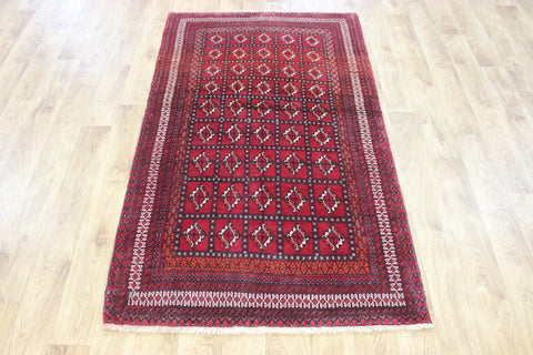 Fine handmade Persian Turkmen wool rug of traditional gul design 165 x 100 cm