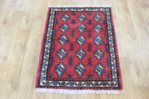 Fine handmade Persian Turkmen tribal rug of traditional gul design 80 x 67 cm