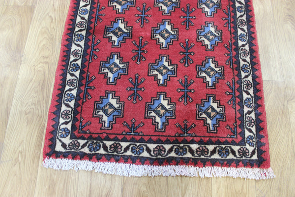 Fine handmade Persian Turkmen tribal rug of traditional gul design 80 x 67 cm
