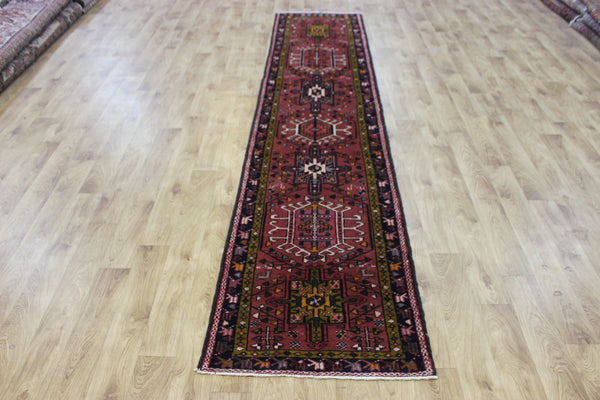 Vintage handmade Persian Karajeh runner of traditional medallion design 328 x 70 cm