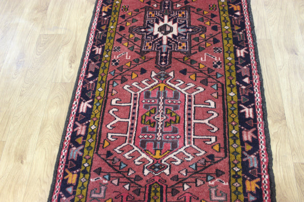 Vintage handmade Persian Karajeh runner of traditional medallion design 328 x 70 cm
