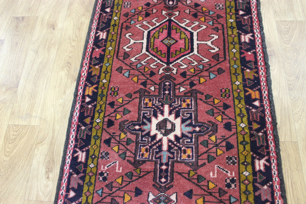 Vintage handmade Persian Karajeh runner of traditional medallion design 328 x 70 cm