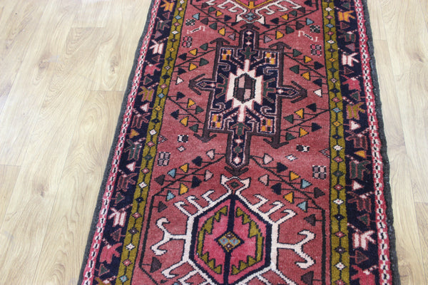 Vintage handmade Persian Karajeh runner of traditional medallion design 328 x 70 cm