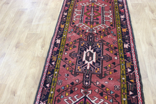 Vintage handmade Persian Karajeh runner of traditional medallion design 328 x 70 cm