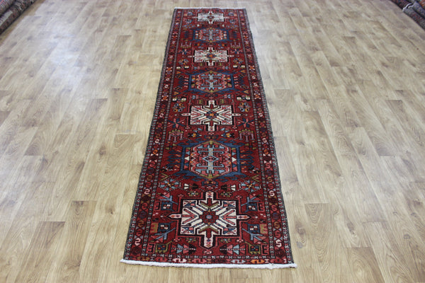 Antique handmade Persian Karajeh runner of traditional medallion 285 x 75 cm