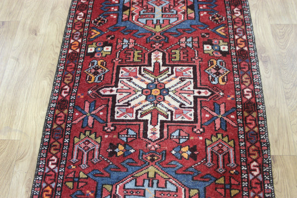 Antique handmade Persian Karajeh runner of traditional medallion 285 x 75 cm