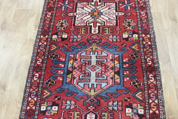 Antique handmade Persian Karajeh runner of traditional medallion 285 x 75 cm