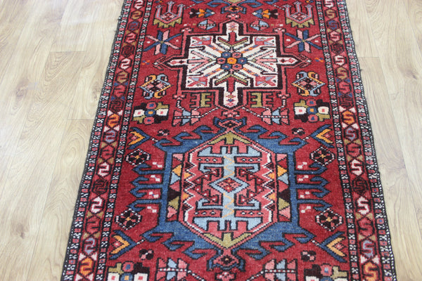 Antique handmade Persian Karajeh runner of traditional medallion 285 x 75 cm
