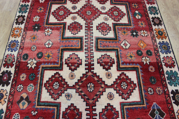Vintage handmade Persian Lori wool rug of traditional large medallion design 288 x 140 cm