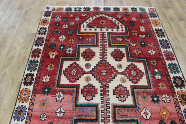 Vintage handmade Persian Lori wool rug of traditional large medallion design 288 x 140 cm