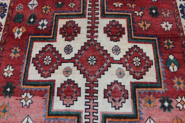 Vintage handmade Persian Lori wool rug of traditional large medallion design 288 x 140 cm