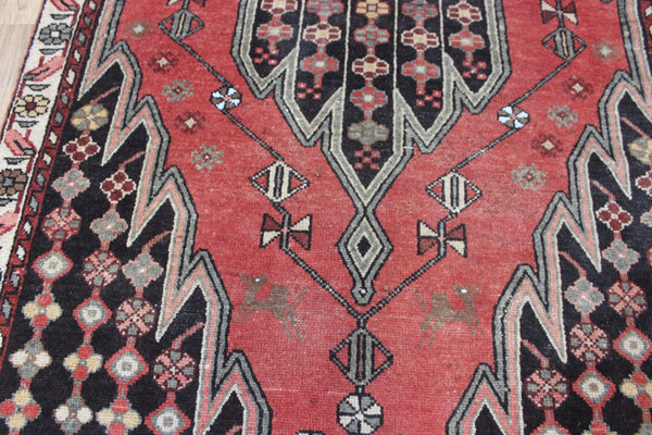 Old Persian Mazlaghan rug of traditional large medallion design 190 x 126 cm